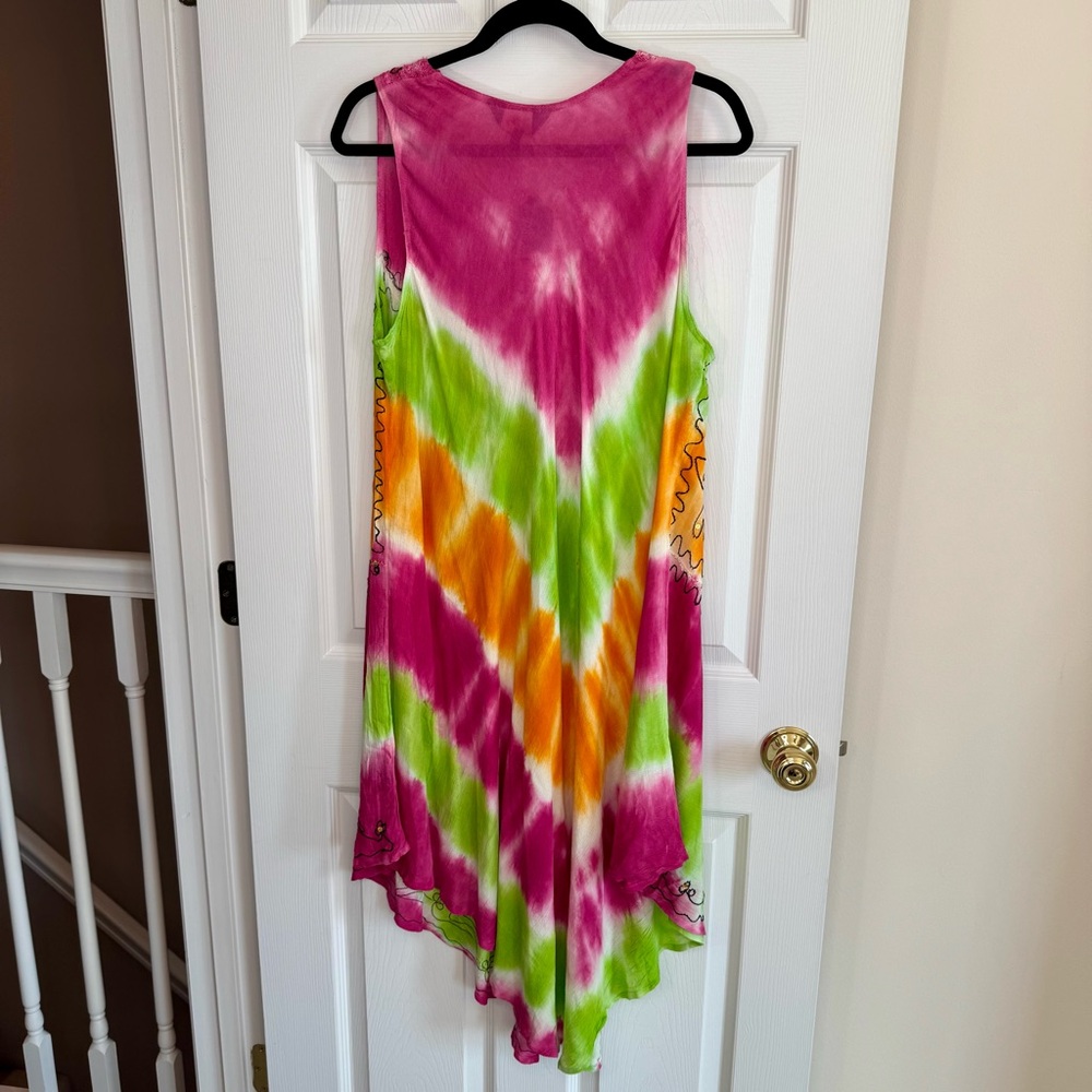 NWT Plus Festival Sleeveless Tie Dye Bohemian Hippie Indie Fairy Flowy Dress - Picture 4 of 8